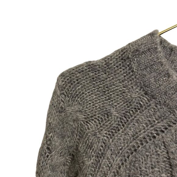 J. Crew Metallic Cable-Knit Sweater Heather Iron Metallic Wool Alpaca Size XS - Picture 4 of 8